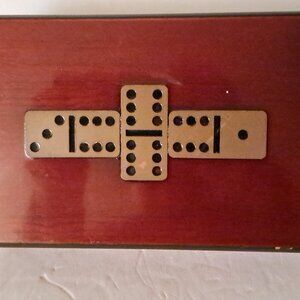 Wooden Dominos Box w/ Cushioned Velvet Liining 8" x 5"